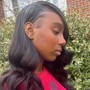 Half up half down sew-in with bangs or swoop