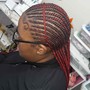 Medium Feed in Braids to the back with designs