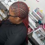 Medium Feed in Braids to the back with designs