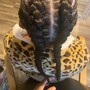 Half cornrow half Goddess twist w/weave