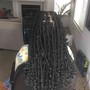 Small knotless Island Twist w/ human hair curls