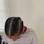 Small knotless Island Twist w/ human hair curls