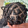 Small knotless Island Twist w/ human hair curls