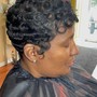 Relaxer Retouch (Back & sides at/above temple), Shampoo and Style(natural top)