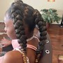 Sleek ponytail braided or wrapped