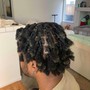 Small knotless Island Twist w/ human hair curls