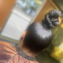 Sleek ponytail or ponytail bun