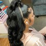 PONYTAIL PIN UP WITH BANGS AND CURLS