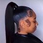 Blunt cut ponytail