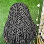 Half feed-in braids w/individuals shoulder length