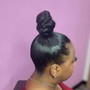 Silk Press w Two Ponytails with Extensions