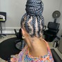 8 design braids stitched add curly hair