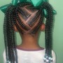 Med Knotless w/ tribal braids in the front (mid back)