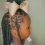 Med Knotless w/ tribal braids in the front (mid back)