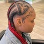 Med Knotless w/ tribal braids in the front (mid back)