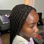 Medium Half feed-in and single braids at the back