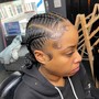 4 straight back Braids