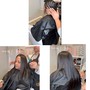 Extended hair sleek ponytail