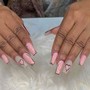 Short pink an white acrylic French