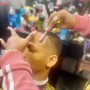 Men hair cut with hot towel Shave with razor