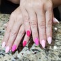 Pink and white French Full-Set