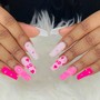 Short pink an white acrylic French