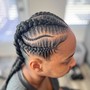 Men stitch corn row