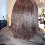 Silk press on relaxed hair