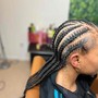 Stitch braids in the front/ senegalese in the back (mid back)