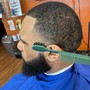 Hot towel straight razor bald head