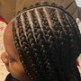 Feed in  braids straight back medium