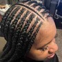 Feed in  braids straight back medium