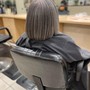 Relaxer and trim or haircut