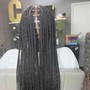 Med knotless Braids curly hair added ends only