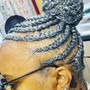 Man bun medium braids