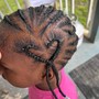 Kid's regular scalp braids with natural hair