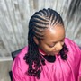 Half Small Feed In Braids/ Half Knotless (Waist Length)