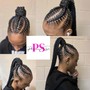 Ponytail-sleek with braid extension