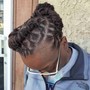 2 cornrows with extra hair