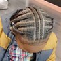 Half feed-ins half knotless braids