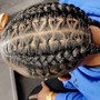 Half feed-ins half knotless braids