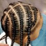 Half feed-ins half knotless braids