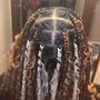 Knotless box braids with curls at end