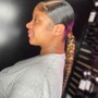 Sleek ponytail w/ feed in braid