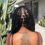 6 natural stitch braids  into bun