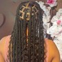 Goddess Jumbo Knotless Braids w/ Human|Synthetic Mix Curly Hair