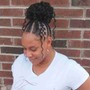 Braided feed in ponytail