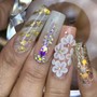 Acrylic  Full Set  in long nails with gel polish and designs