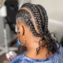 Stitch braids w/bun