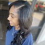 Full Sew In w/ leave out of natural hair.